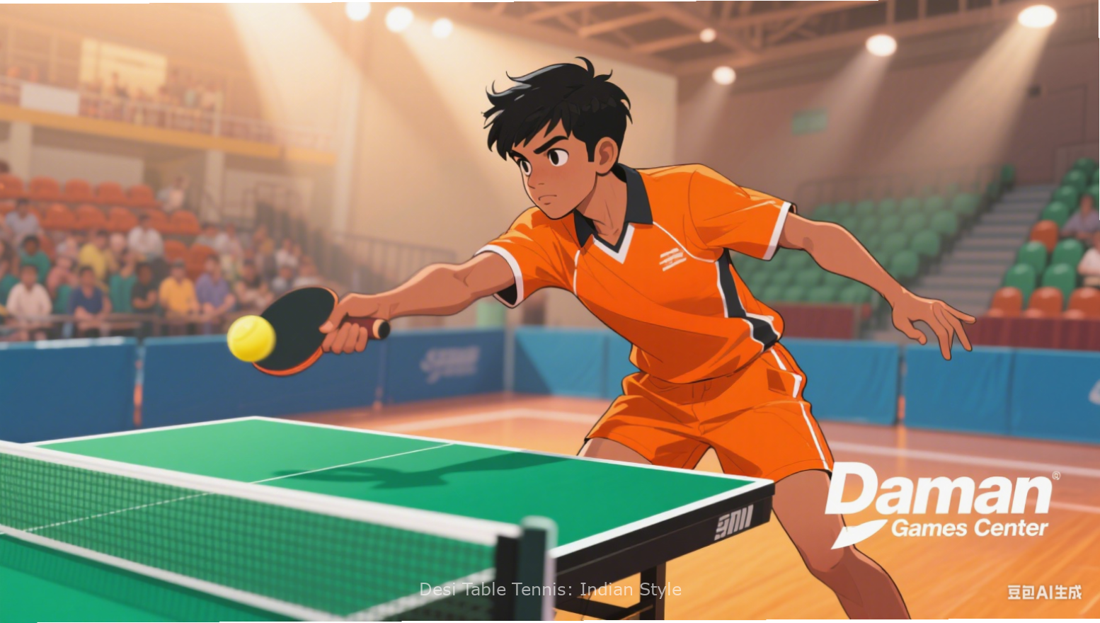 Desi Table Tennis: Indian Style Power-Ups Desi Table Tennis: Indian Style game characters showcasing different power-ups and special moves